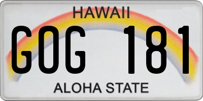 HI license plate GOG181