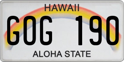 HI license plate GOG190