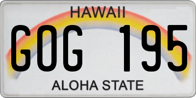 HI license plate GOG195