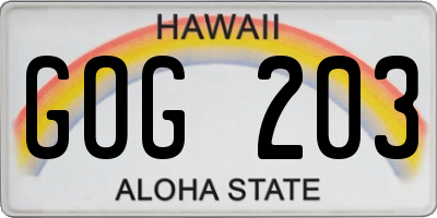 HI license plate GOG203