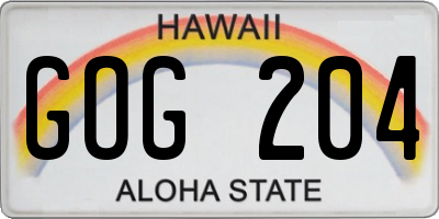 HI license plate GOG204