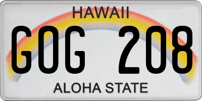 HI license plate GOG208