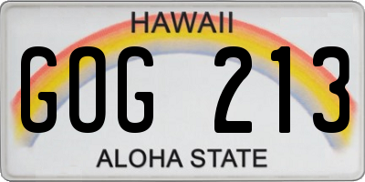 HI license plate GOG213