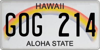 HI license plate GOG214