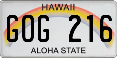 HI license plate GOG216