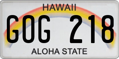 HI license plate GOG218