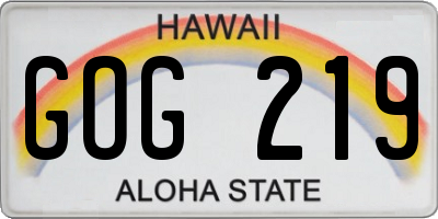 HI license plate GOG219