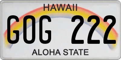 HI license plate GOG222
