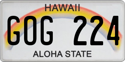 HI license plate GOG224