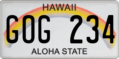 HI license plate GOG234