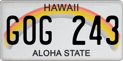 HI license plate GOG243