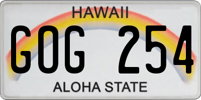 HI license plate GOG254