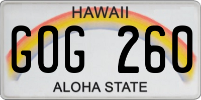 HI license plate GOG260