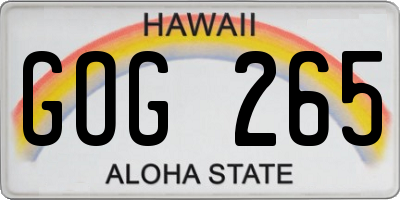 HI license plate GOG265