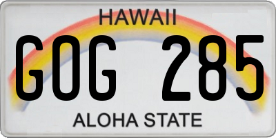 HI license plate GOG285