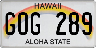 HI license plate GOG289