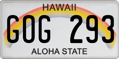 HI license plate GOG293