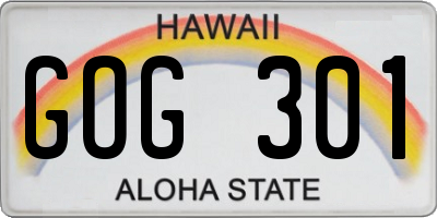HI license plate GOG301
