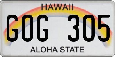 HI license plate GOG305