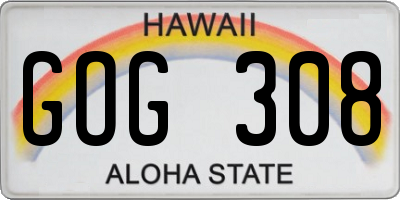 HI license plate GOG308