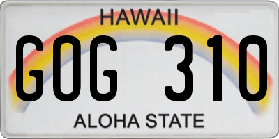 HI license plate GOG310