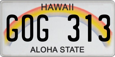 HI license plate GOG313