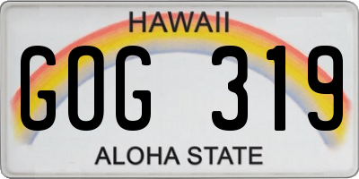 HI license plate GOG319