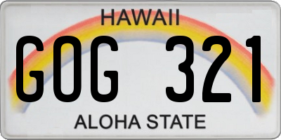 HI license plate GOG321