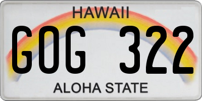 HI license plate GOG322