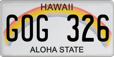 HI license plate GOG326