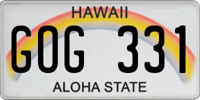 HI license plate GOG331