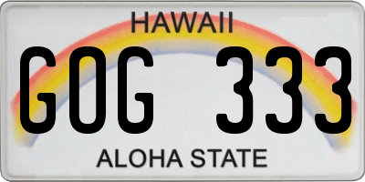 HI license plate GOG333