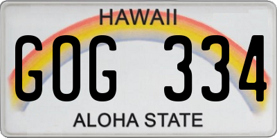 HI license plate GOG334