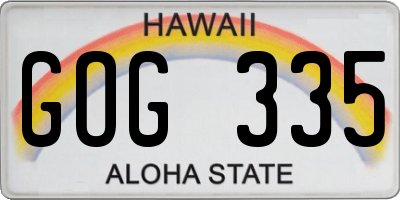 HI license plate GOG335
