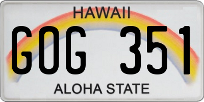 HI license plate GOG351