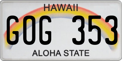 HI license plate GOG353