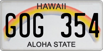 HI license plate GOG354