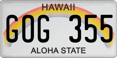 HI license plate GOG355