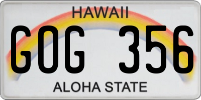 HI license plate GOG356
