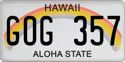HI license plate GOG357