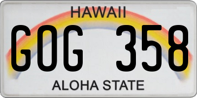 HI license plate GOG358