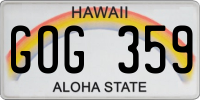 HI license plate GOG359