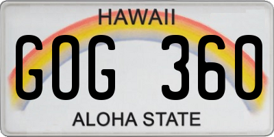 HI license plate GOG360