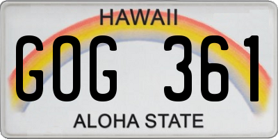 HI license plate GOG361