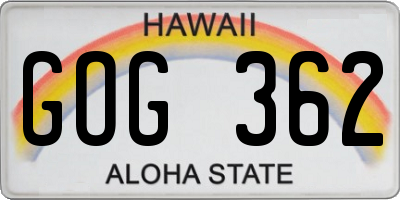 HI license plate GOG362