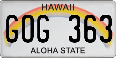 HI license plate GOG363