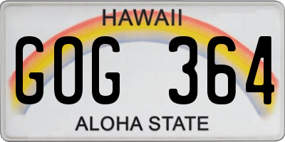 HI license plate GOG364