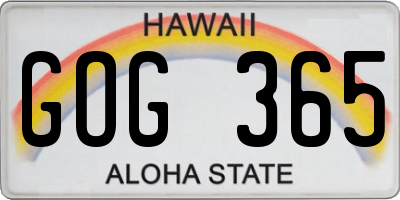 HI license plate GOG365