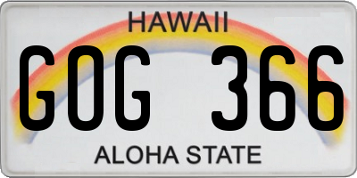 HI license plate GOG366