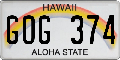 HI license plate GOG374